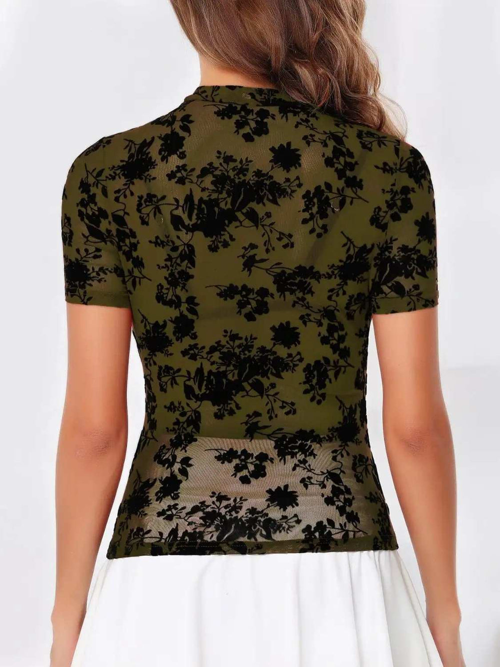 Mock Neck Short Sleeve Top - Trendsi - Flyclothing LLC