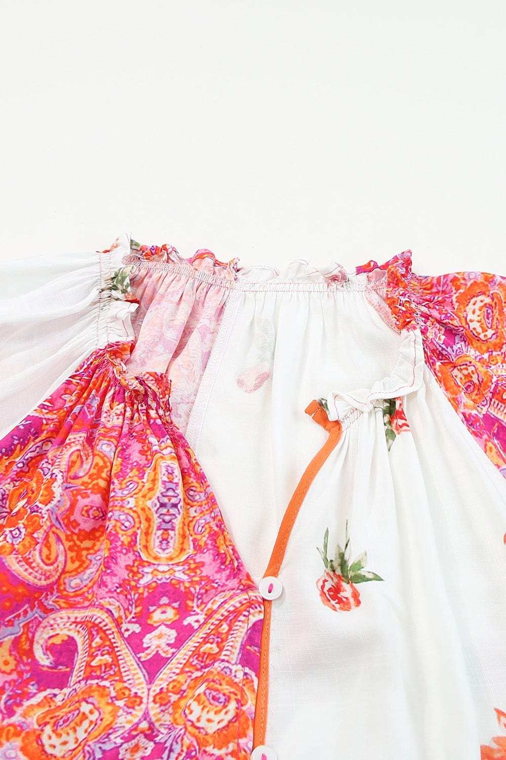 Printed V-Neck Short Sleeve Blouse - Trendsi - Flyclothing LLC