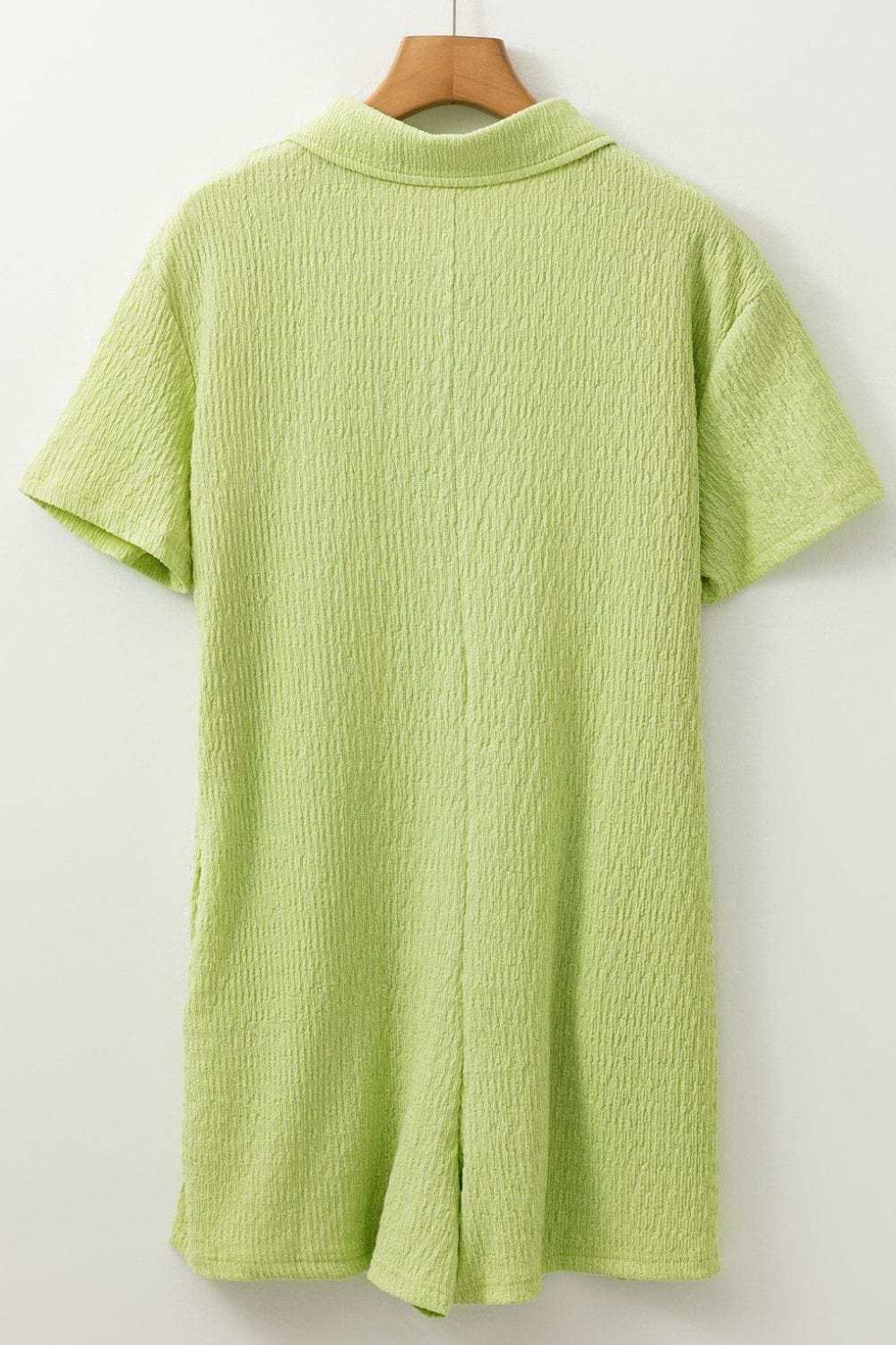 Textured Short Sleeve Patched Pocket Buttoned Romper - Trendsi - Flyclothing LLC