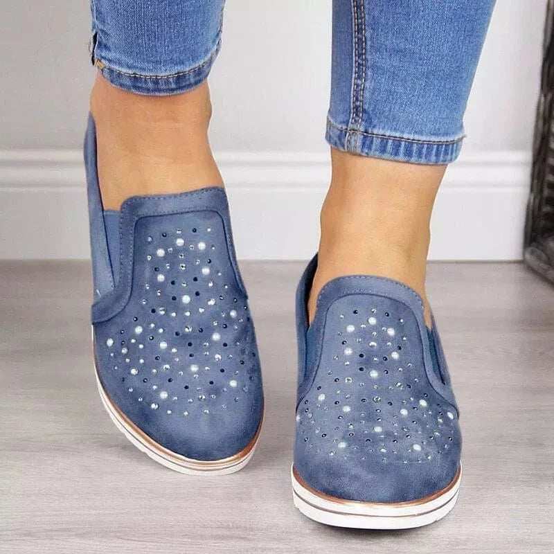 Rhinestone Wedge Slip-Ons - Trendsi - Flyclothing LLC