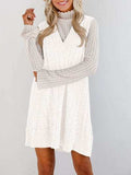 Lovelet Cable Knit V-Neck Mini Sweater Overall Dress - Trendsi - Flyclothing LLC