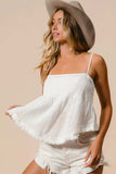 BiBi Fringed Hem Smocked Cami - Trendsi - Flyclothing LLC
