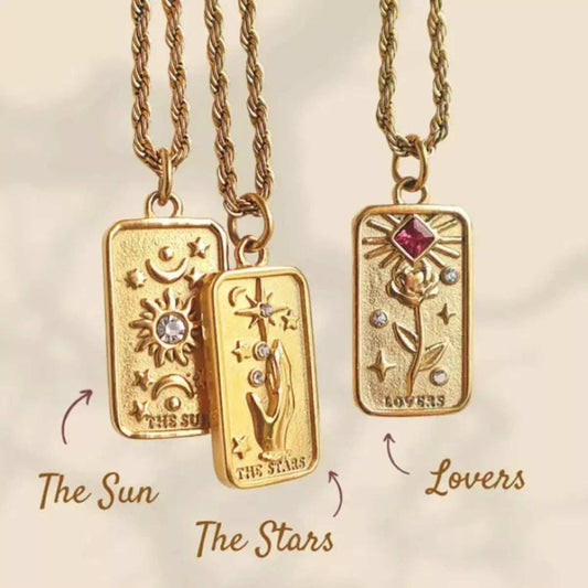 18K Gold-Plated Tarot Card Necklace - Trendsi - Flyclothing LLC