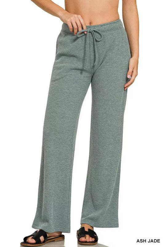 Zenana Ribbed Drawstring Lounge Pants - Trendsi - Flyclothing LLC