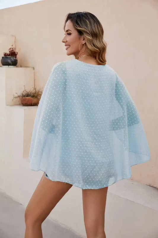 Swiss Dot Round Neck Blouse - Trendsi - Flyclothing LLC