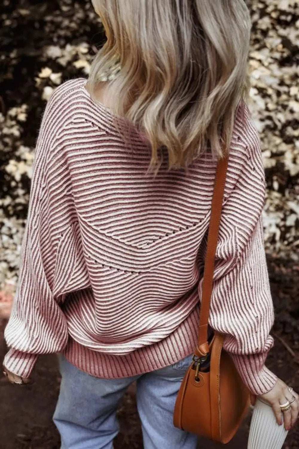 Textured Striped Round Neck Long Sleeve Top - Trendsi - Flyclothing LLC