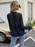 Lace Detail V-Neck Swiss Dot Blouse - Trendsi - Flyclothing LLC