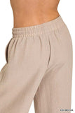 Zenana Woven Crepe Elastic Band Pants - Trendsi - Flyclothing LLC
