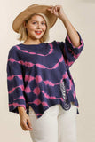 Umgee Full Size Tie Dye Side Slit Round Neck Distressed Detail Sweater Plus Size - Trendsi - Flyclothing LLC
