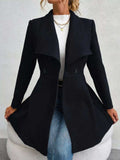 Collared Neck Double Breasted Coat - Trendsi - Flyclothing LLC