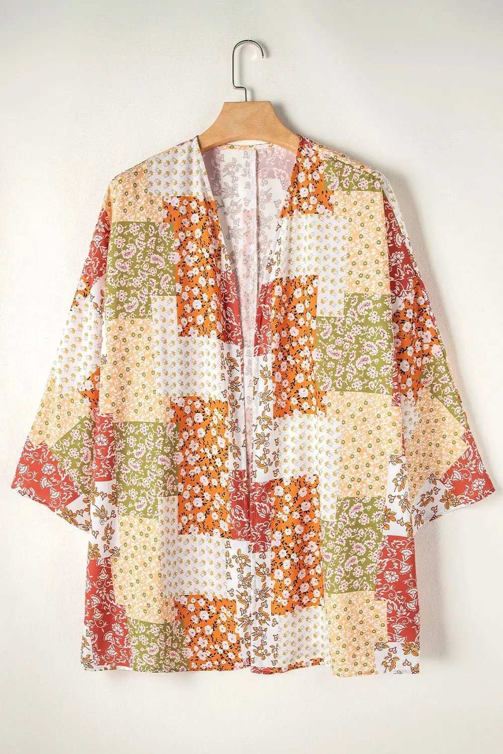 Printed Open Front Long Sleeve Cover-Up - Trendsi - Flyclothing LLC