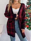 Plaid Open Front Long Sleeve Cardigan - Trendsi - Flyclothing LLC