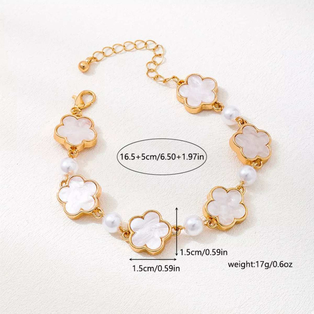 18k Gold-Plated Alloy Flower Bracelet - Trendsi - Flyclothing LLC