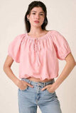Mittoshop Linen Two-Way Short Sleeve Crop Blouse - Trendsi - Flyclothing LLC