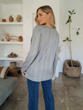 Slit Round Neck Long Sleeve T-Shirt - Trendsi - Flyclothing LLC