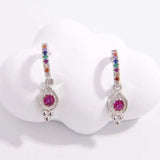 925 Sterling Silver Inlaid Zircon Earrings - Trendsi - Flyclothing LLC