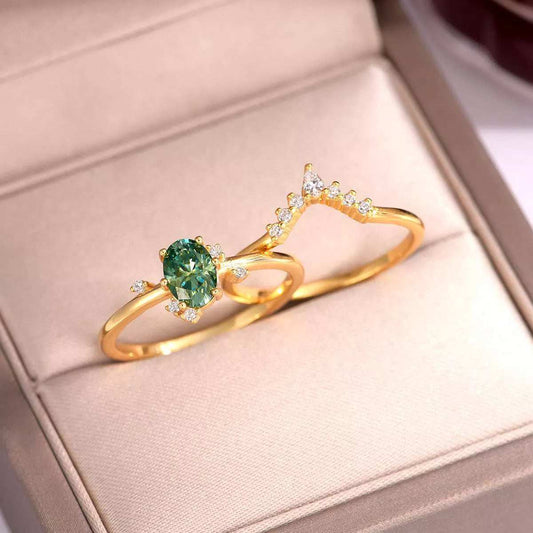 1 Carat Moissanite 925 Sterling Silver 2 Piece Ring - Trendsi - Flyclothing LLC