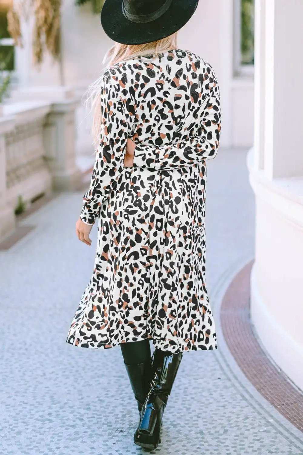 Leopard Open Front Long Sleeve Cover Up - Trendsi - Flyclothing LLC