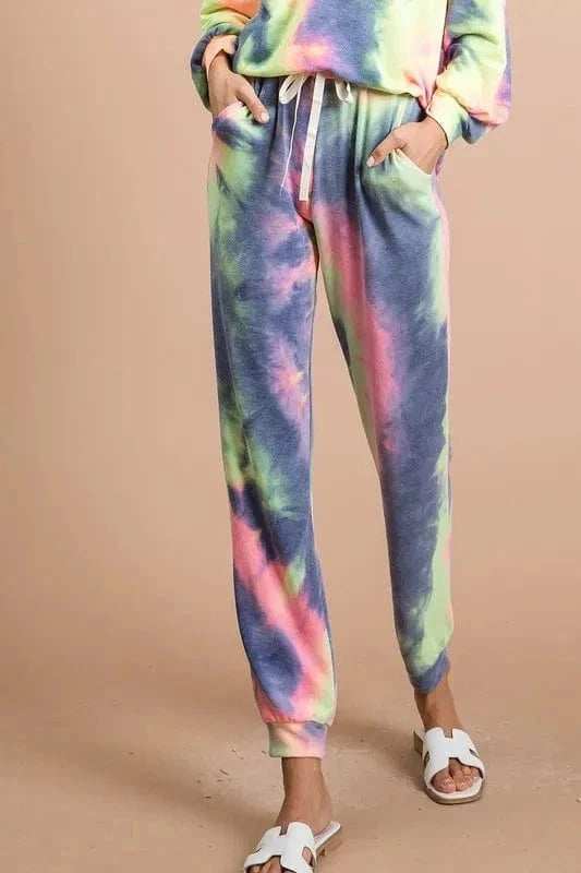 BiBi Tie Dye French Terry Casual Pants - Trendsi - Flyclothing LLC