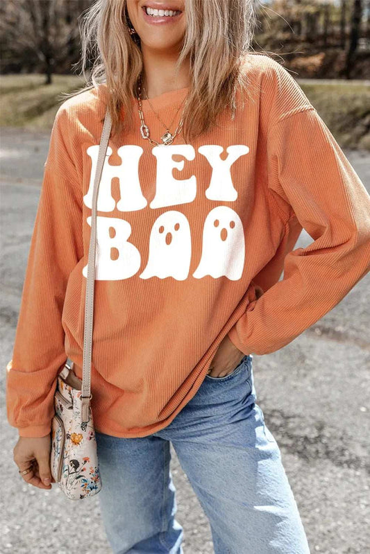 Letter Graphic Round Neck Long Sleeve Sweatshirt - Trendsi - Flyclothing LLC