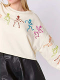 Halloween Colorful Sequin Skeleton Sweatshirt - Trendsi - Flyclothing LLC