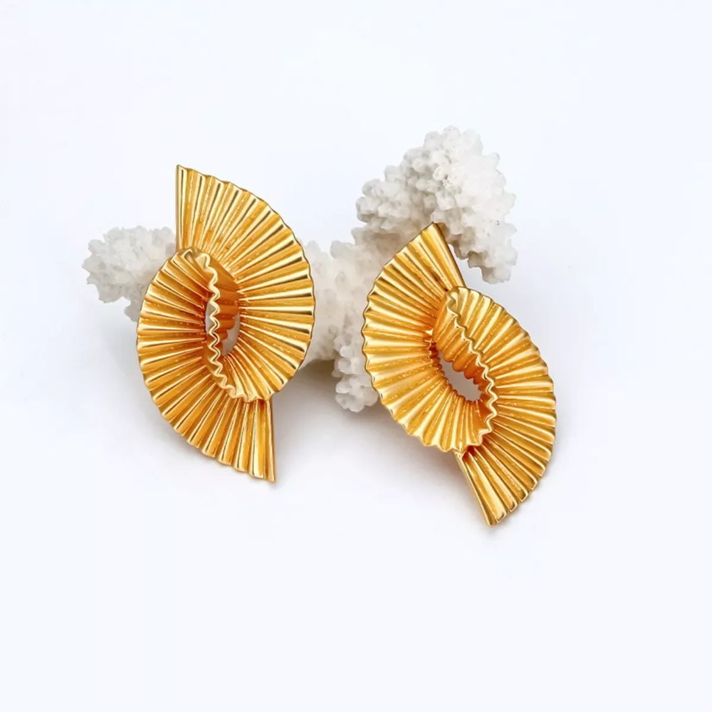 18K Gold-Plated Copper Geometric Spiral Earrings - Trendsi - Flyclothing LLC