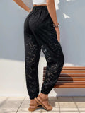 Pocketed Lace Elastic Waist Pants - Trendsi - Flyclothing LLC
