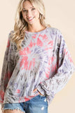 BiBi Tie Dye Print Terry Pull Over - Trendsi - Flyclothing LLC