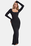 Basic Bae Built-In Shapewear Square Neck Long Sleeve Maxi Dress - Trendsi - Flyclothing LLC