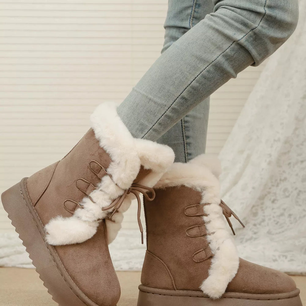 Lace-Up Winter Boots - Trendsi - Flyclothing LLC