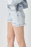 RISEN Raw Hem Distressed High Rise Denim Shorts - Trendsi - Flyclothing LLC