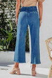 Button Fly Cropped Wide Leg Jeans - Trendsi - Flyclothing LLC