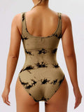 Tie-Dye Scoop Neck Wide Strap Active Bodysuit - Trendsi - Flyclothing LLC