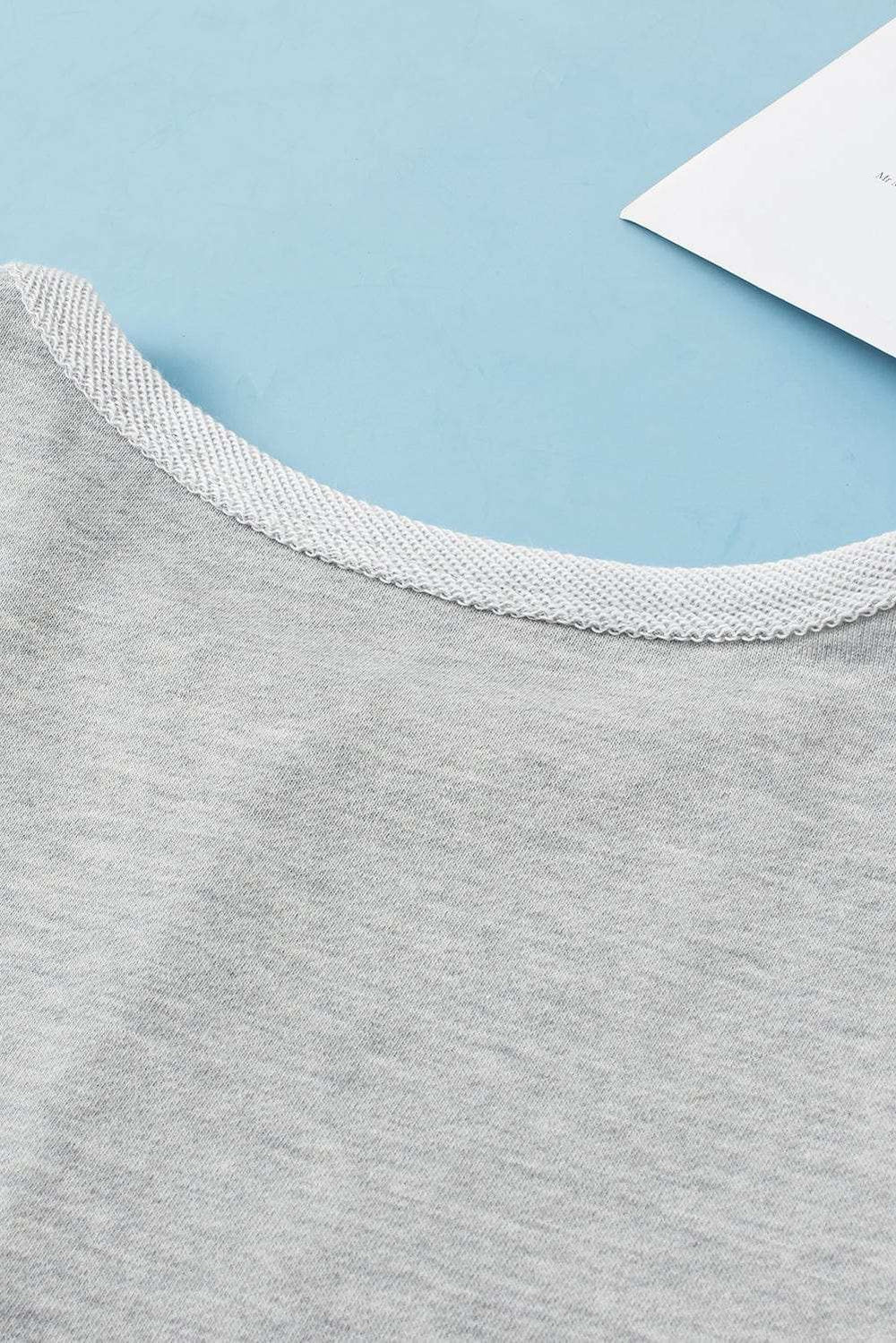 Color Block Double Chest Pocket Boat Neck Top - Trendsi - Flyclothing LLC