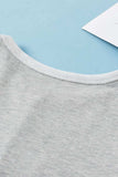 Color Block Double Chest Pocket Boat Neck Top - Trendsi - Flyclothing LLC