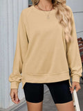 Round Neck Long Sleeve Sweatshirt - Trendsi - Flyclothing LLC
