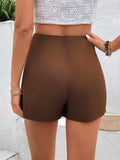 Pocketed High Waist Shorts - Trendsi - Flyclothing LLC
