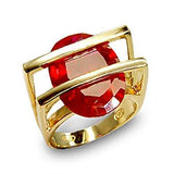 6X001 - Gold 925 Sterling Silver Ring with Synthetic Garnet in Ruby - Alamode - Flyclothing LLC