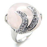 6X028 - Rhodium Brass Ring with Precious Stone PINK CRYSTAL in Light Rose - Alamode - Flyclothing LLC