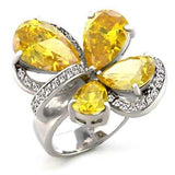 6X044 - Rhodium Brass Ring with AAA Grade CZ in Topaz - Alamode - Flyclothing LLC