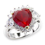 6X062 - High-Polished 925 Sterling Silver Ring with Synthetic Garnet in Ruby - Alamode - Flyclothing LLC