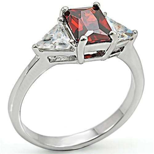 6X069 - High-Polished 925 Sterling Silver Ring with AAA Grade CZ in Garnet - Alamode - Flyclothing LLC