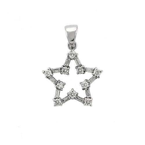 6X081 - High-Polished 925 Sterling Silver Pendant with AAA Grade CZ in Clear - Alamode - Flyclothing LLC