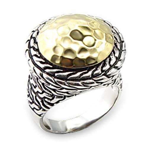 6X084 - Reverse Two-Tone Brass Ring with No Stone - Alamode - Flyclothing LLC