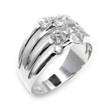 6X197 - High-Polished 925 Sterling Silver Ring with AAA Grade CZ in Clear - Alamode - Flyclothing LLC
