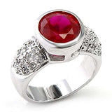 6X223 - Rhodium Brass Ring with Synthetic Garnet in Ruby - Alamode - Flyclothing LLC