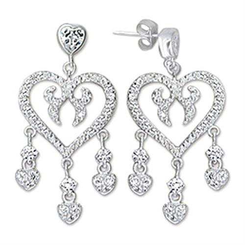 6X278 - High-Polished 925 Sterling Silver Earrings with AAA Grade CZ in Clear - Alamode - Flyclothing LLC