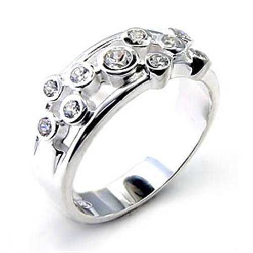 6X303 - High-Polished 925 Sterling Silver Ring with AAA Grade CZ in Clear - Alamode - Flyclothing LLC