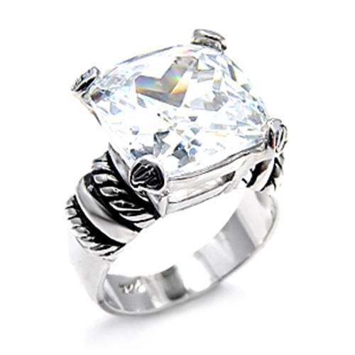 6X526 - Rhodium 925 Sterling Silver Ring with AAA Grade CZ in Clear - Alamode - Flyclothing LLC