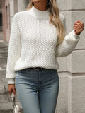 Mock Neck Long Sleeve Sweater - Trendsi - Flyclothing LLC